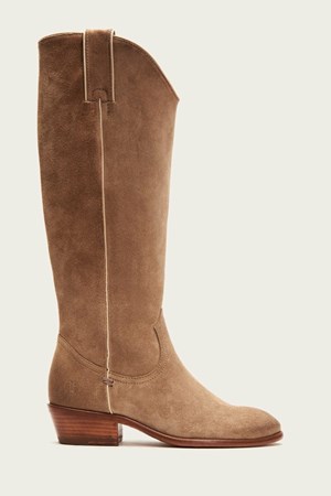 Beige Women's FRYE Carson Pull On Knee High Boots | OGW-416809