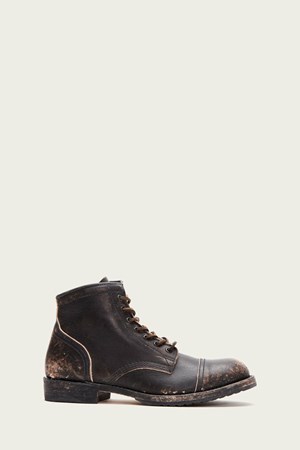 Black Men's FRYE Logan Cap Toe Lace Up Boots | BGO-793015