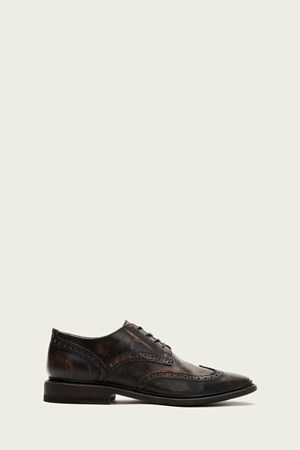 Black Men's FRYE Paul Wingtip Dress Shoes | EBS-601729