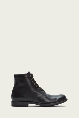Black Men's FRYE Tyler Lace Up Boots | GFS-038274