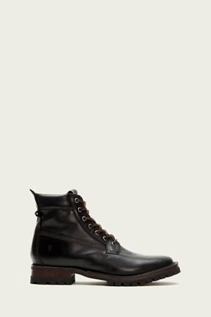 Black Men's FRYE Union Workboot Lace Up Boots | KGF-539207