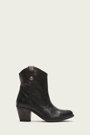 Black Women's FRYE Jackie Button Short Mid Calf Boots | SNL-821946