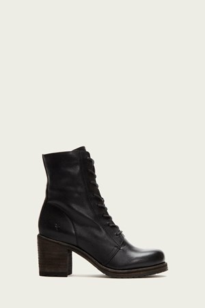 Black Women's FRYE Karen Combat Mid Calf Boots | NTB-921647