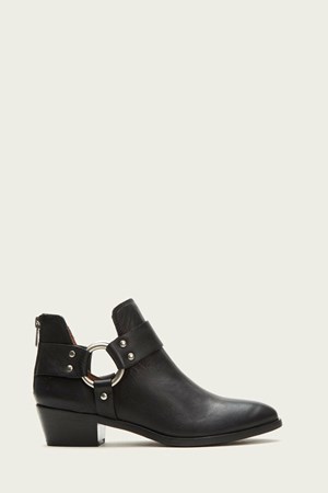 Black Women's FRYE Ray Harness Back Zip Mid Calf Boots | QAI-305478